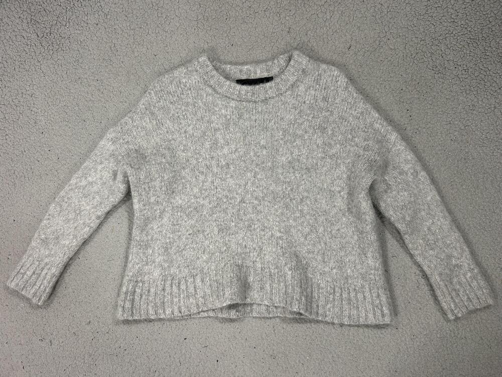 Jenni Kayne Sweater Womens XS Gray Baby Alpaca Crewneck Chunky Knit Quite Luxury